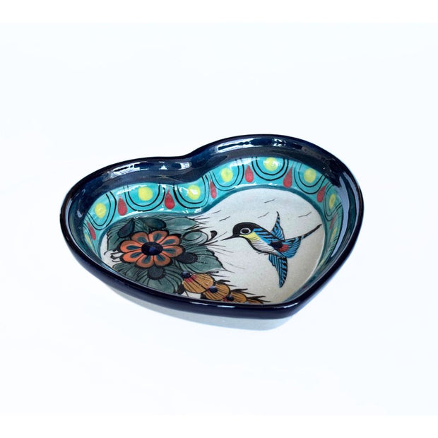 Hand-painted Hummingbird Ceramic Heart Dish