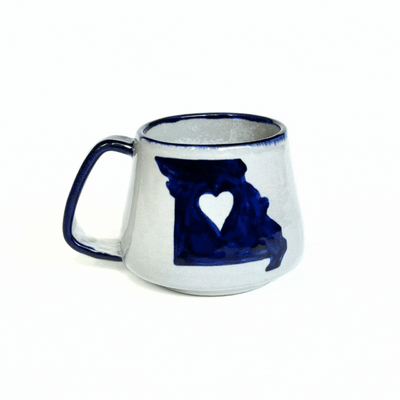 EXCLUSIVE Hand-painted Missouri Love Ceramic Mug state shape and heart GIF