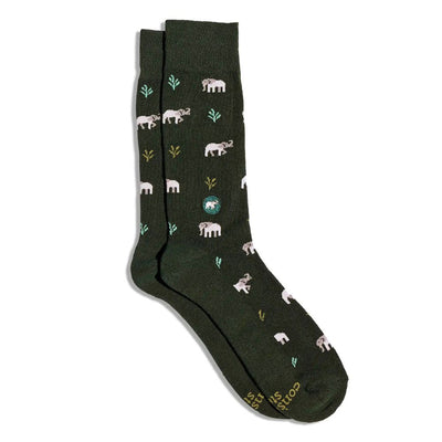 Conscious Step Socks that Protect Elephants in dark green