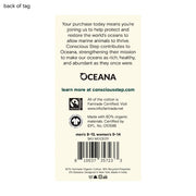 Conscious Step Socks that Protect Whales back of tag with Oceana branding