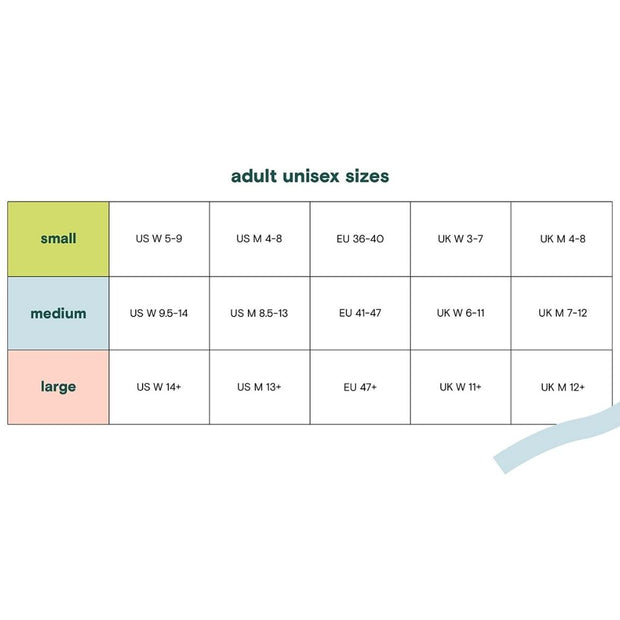 Conscious Step Adult Unisex Sock Size Chart