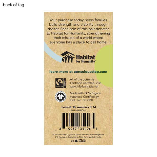 Conscious Step Socks That Build Homes Coffee Cups back of tag