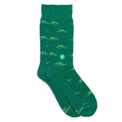 Conscious Step Socks That Give Books - Green Dino Bones