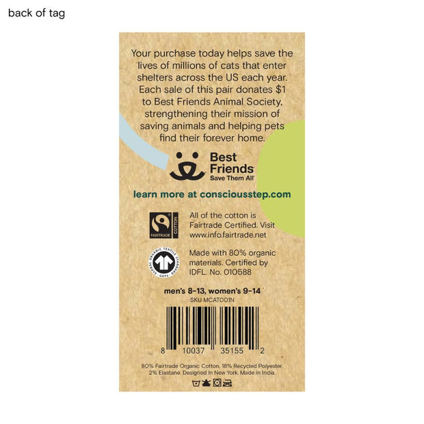 Conscious Step Socks That Save Cats back of tag
