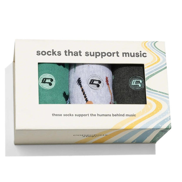 Conscious Step Gift Box - Socks That Support Music with three different pairs inside