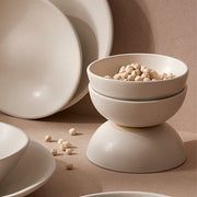 Stoneware Cereal Bowl Dadasi 10 oz Matte White stack