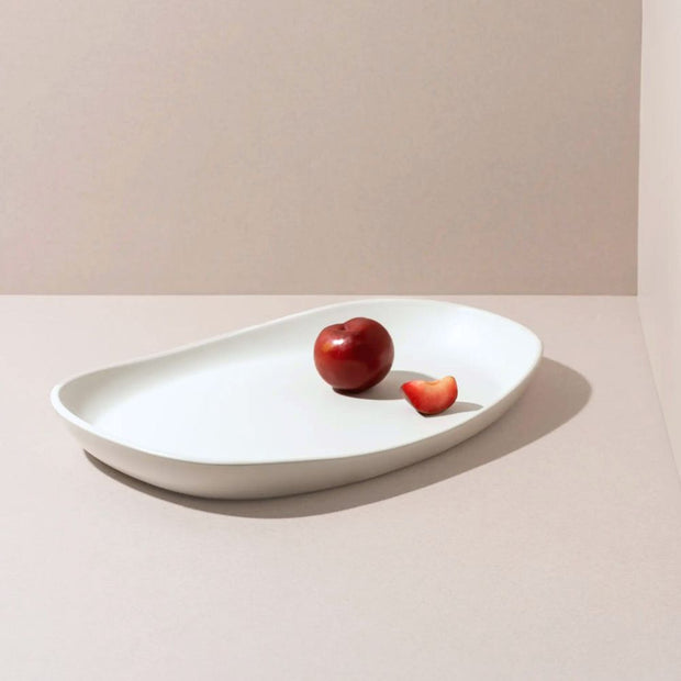 Stoneware Long Serving Platter Dadasi Matte White SMALL