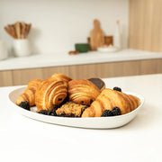 Stoneware Long Serving Platter Dadasi Matte White SMALL lifestyle