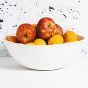 Stoneware Large Serving Bowl Dadasi 11.8" Matte White styled with fruit