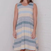 Cora Reversible Dress Sky Stripe showing side 2