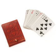 embossed leather playing cards set with cards out