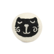 Eco Wool Dryer Ball with a design of a Black Cat Face