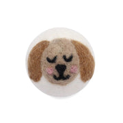 Eco Wool Dryer Ball with a design of a brown dog face