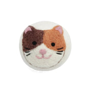 Eco Wool Dryer Ball with a design of a Calico Cat Face