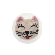 Eco Wool Dryer Ball with a design of a Cream Cat Face