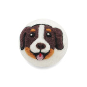 Eco Wool Dryer Ball with a design of a dark brown dog face