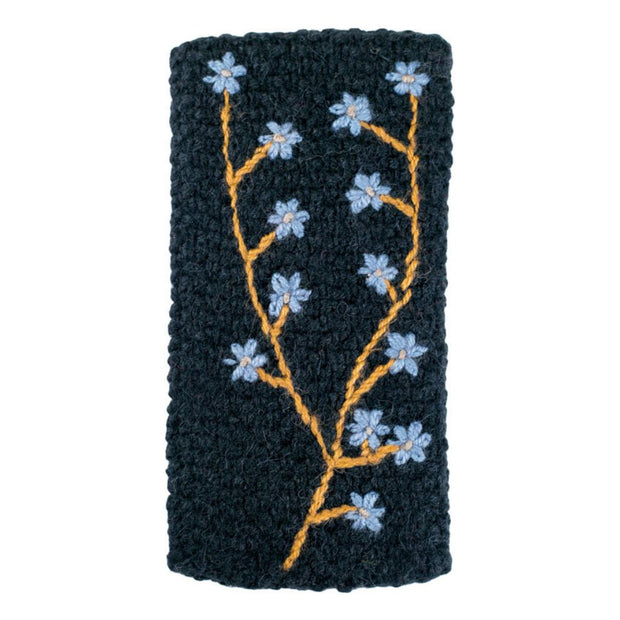 Embroidered Flora Ear Warmer Black