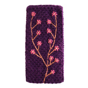 Embroidered Flora Ear Warmer - Purple