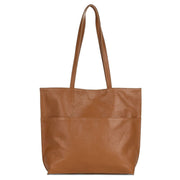 JOYN Everyday Pebbled Leather Tote in Camel color back view