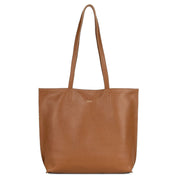 JOYN Everyday Pebbled Leather Tote in Camel color front view