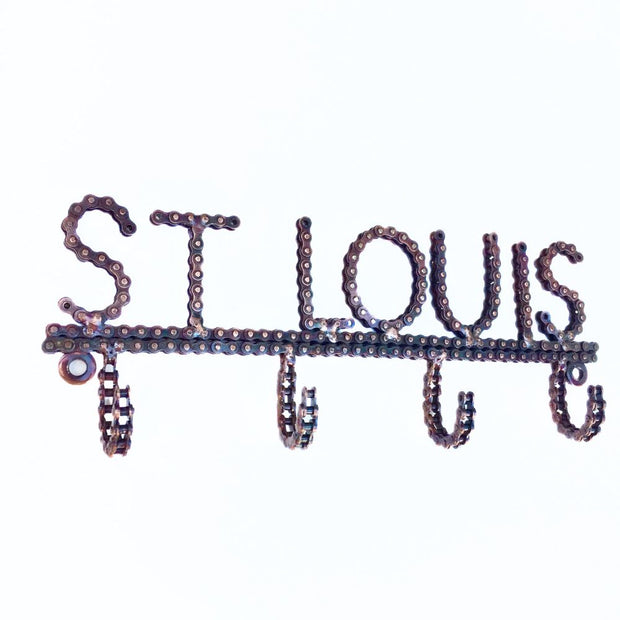 EXCLUSIVE St Louis Recycled Bike Chain Wall Hanger with Hooks