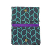 Screen Print Canvas Card Holder - Turquoise open
