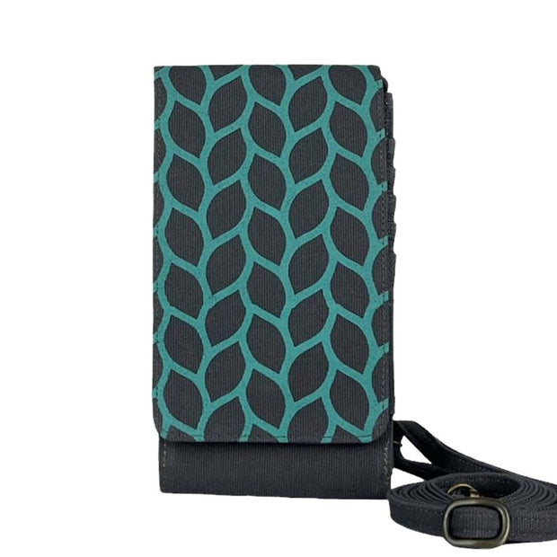 Screen Printed Phone Case Wallet - Turquoise