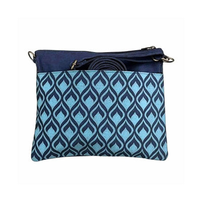 Screen Print Small Crossbody Bag with Geometric Navy print