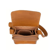 The Boxy Crossbody in Camel Leather interior