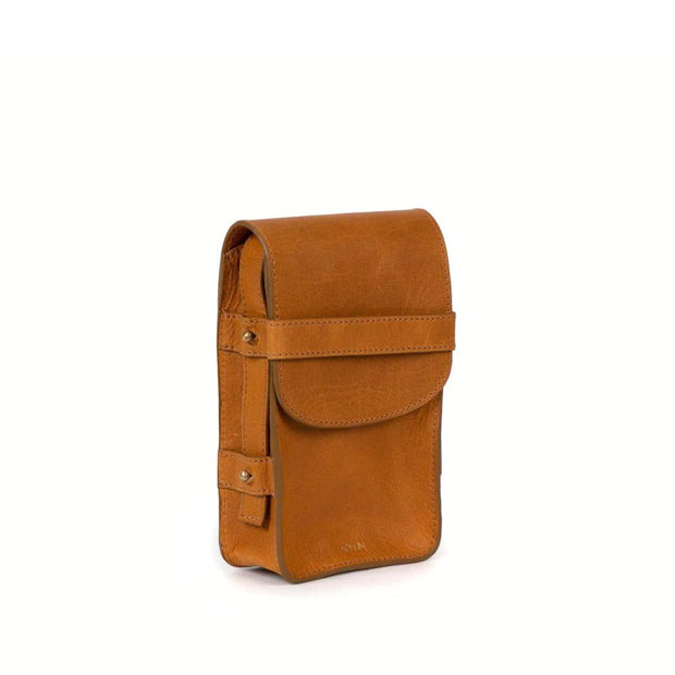 The Boxy Crossbody in Camel Leather side view