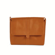 Crossbody Satchel in Camel Leather front view