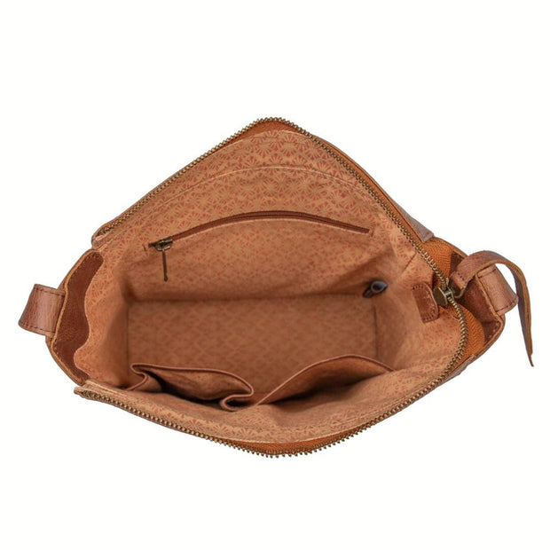 Crossbody Satchel in Camel Leather interior view