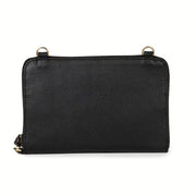Crossbody Wallet in Black Leather back view