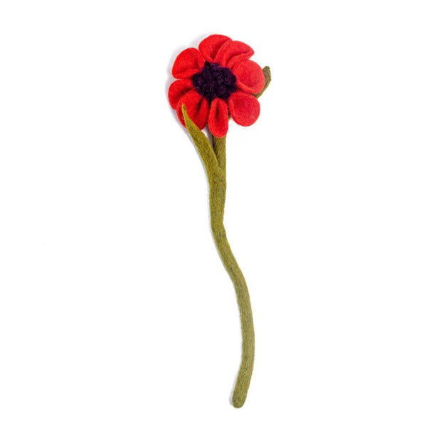 Felt Anemone Flower Stem red