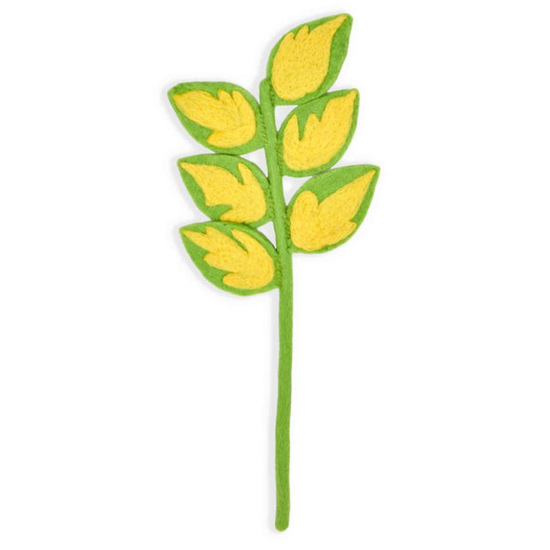 Felt Japanese Euonymus Leaf Stem light green with yellow