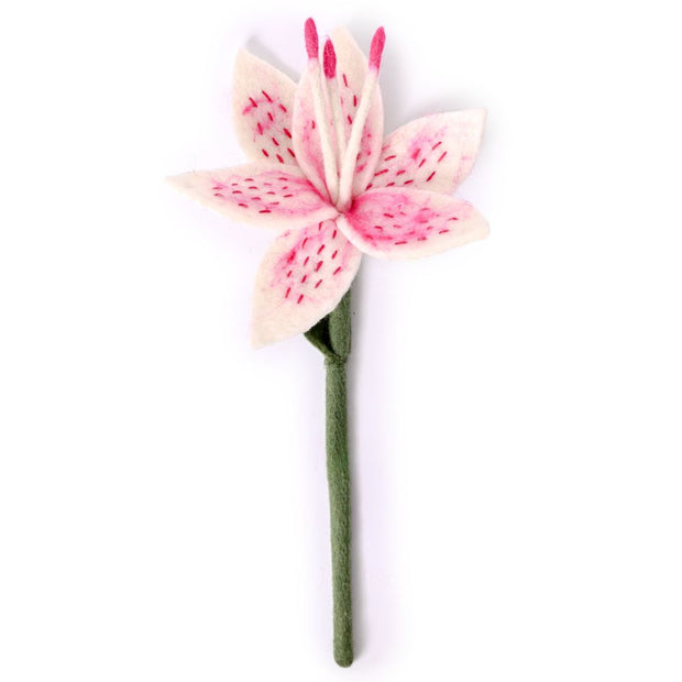 Felt Stargazer Lily Flower Stem white