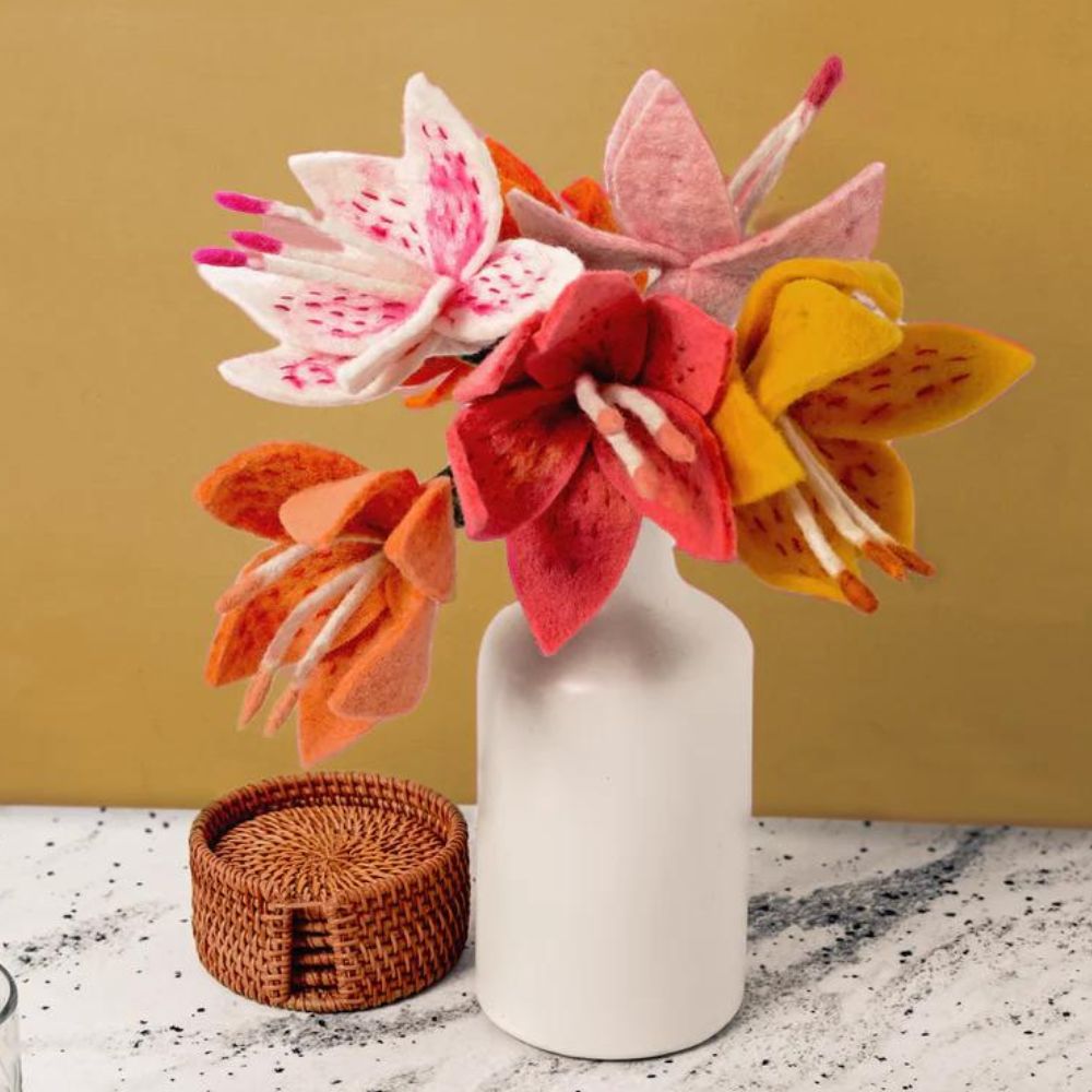 felt lily flower Global Goods Partners Felt Stargazer Lily Flower