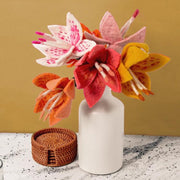 Felt Stargazer Lily Flower Stems of various colors in a vase