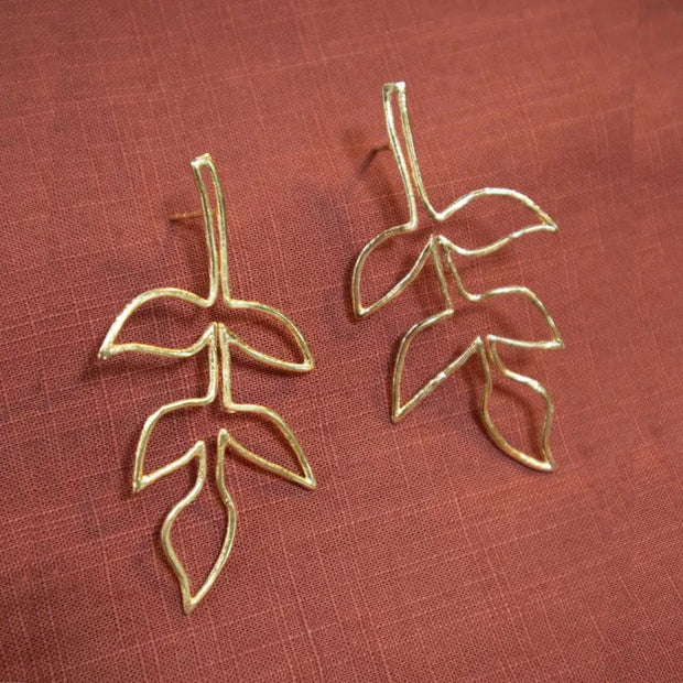 Gold Tone Fauna Brass Wire Post Earrings