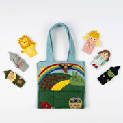 Wizard of Oz Felt Finger Puppet Bag showing all 6 finger puppet characters