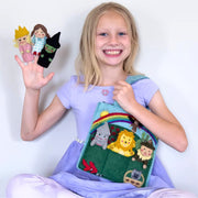 Young girl playing with Wizard of Oz Felt Finger Puppet Bag
