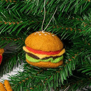 Felt Juicy Burger Ornament on Christmas Tree