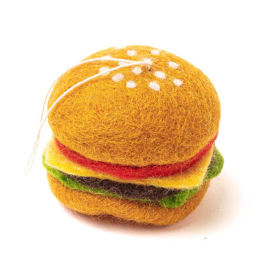 burger on a sesame seed bun felt ornament