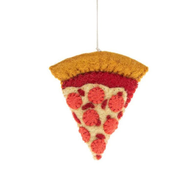 Felt Pizza Slice Ornament showing the front