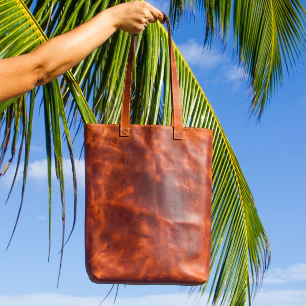 Ultimate Natural Leather Tote - Saddle Brown – Zee Bee Market LLC