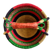 Medium Bolga Round Market Basket with Leather Handle interior view