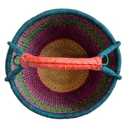 Medium Bolga Round Market Basket with leather handle interior view