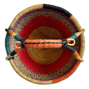 Medium Bolga Round Market Basket with leather handle interior view