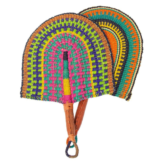 Fair Trade Handwoven River Grass Fan in assorted patterns and colors
