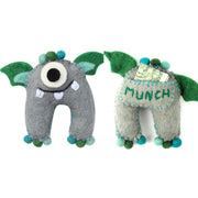 Felt Monster Tooth Fairy Pillow-Gray front and back